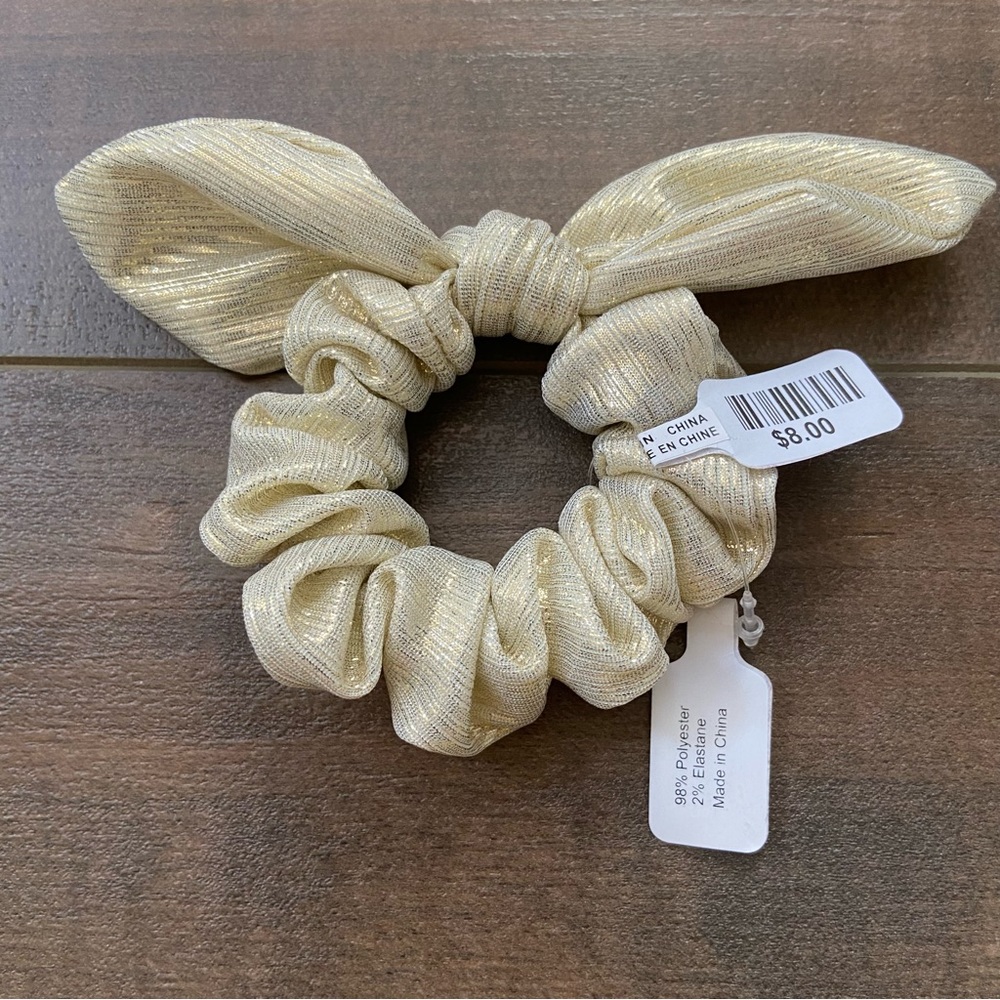 {Free People} Endless Nights Bow Scrunchie Metallic